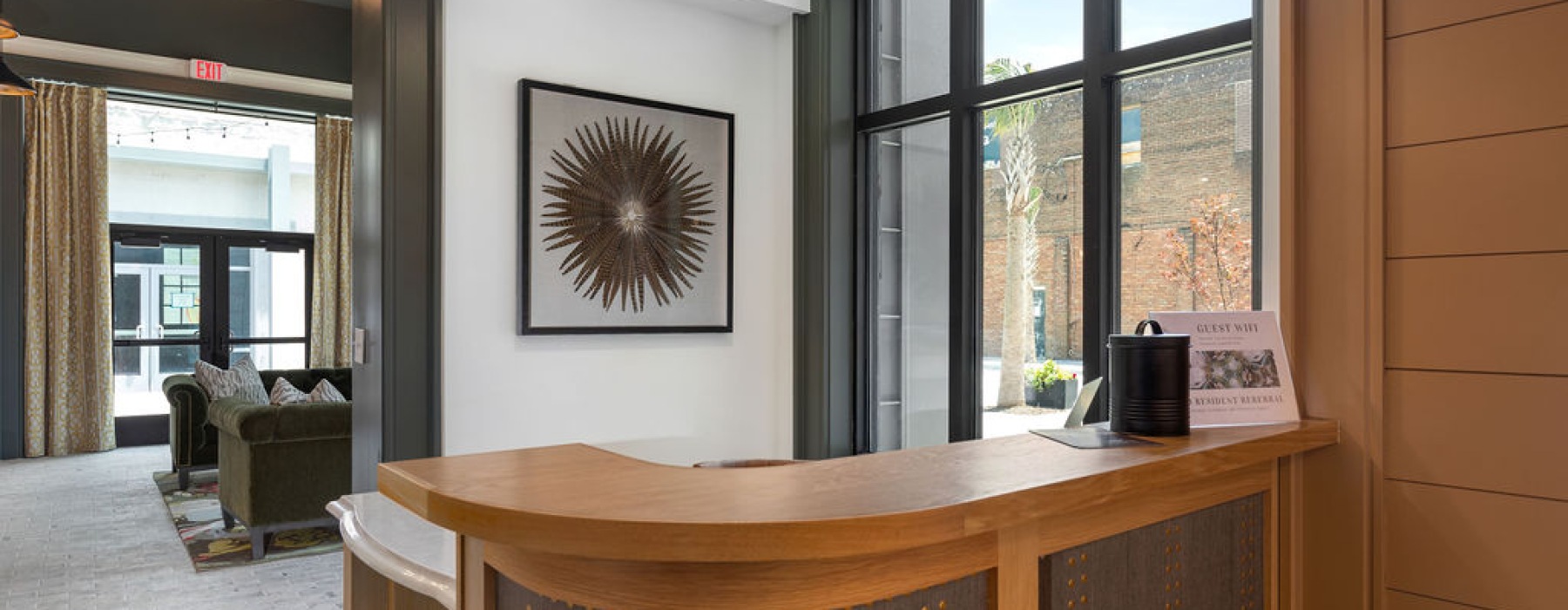 Modern resident lounge at The Porter apartments on Meeting Street in Charleston SC.